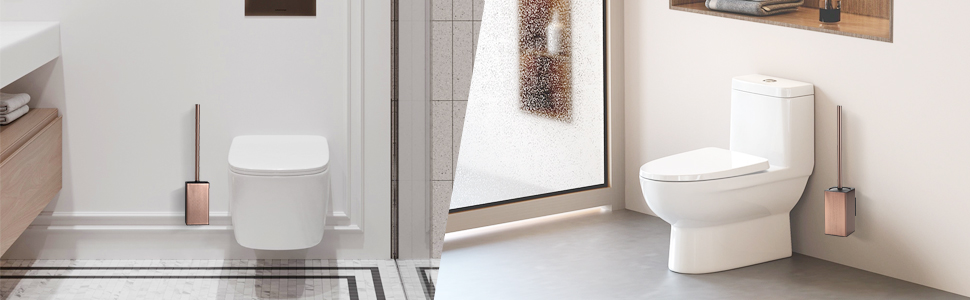 Настінна щітка для туалету DAZI з кріпленням без свердління, нержавіюча сталь, сучасний дизайн, знімний внутрішній стаканчик, золотий/рожевий золотий колір