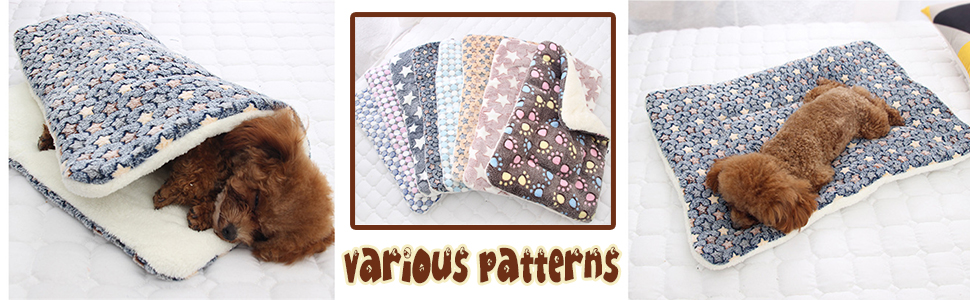 М'який флісовий плед для домашніх тварин (собаки/коти), блакитний фон з білими зірками, 89 x 68 см