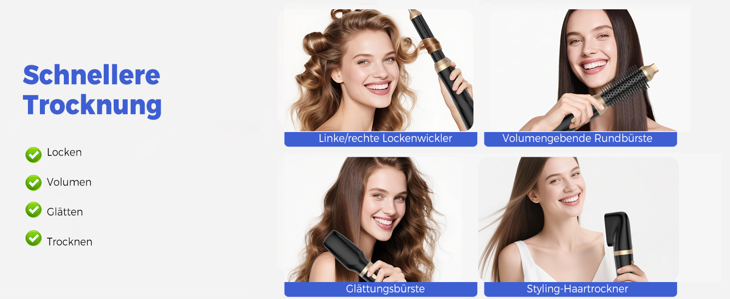 Airstyler 5 в 1: Фен-щітка, плойка, круглі щітки, випрямляч. 1000W, 3 температурні режими. Для об'єму, випрямлення, локонів та сушіння волосся. Чорний/Рожевий