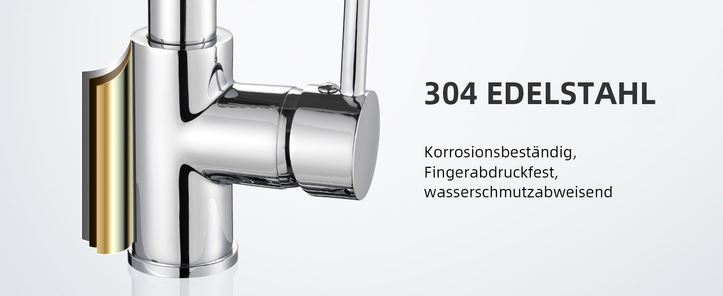 Змішувач для кухні Cobbe з висувним виливом та душем, 2 режими, поворотний на 360°, високий тиск, хром