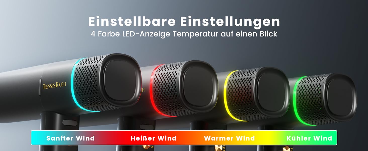 Іонізатор для волосся Föhn: Швидкий фен з дифузором для жінок та чоловіків, 3 режими, 2 швидкості, чорний