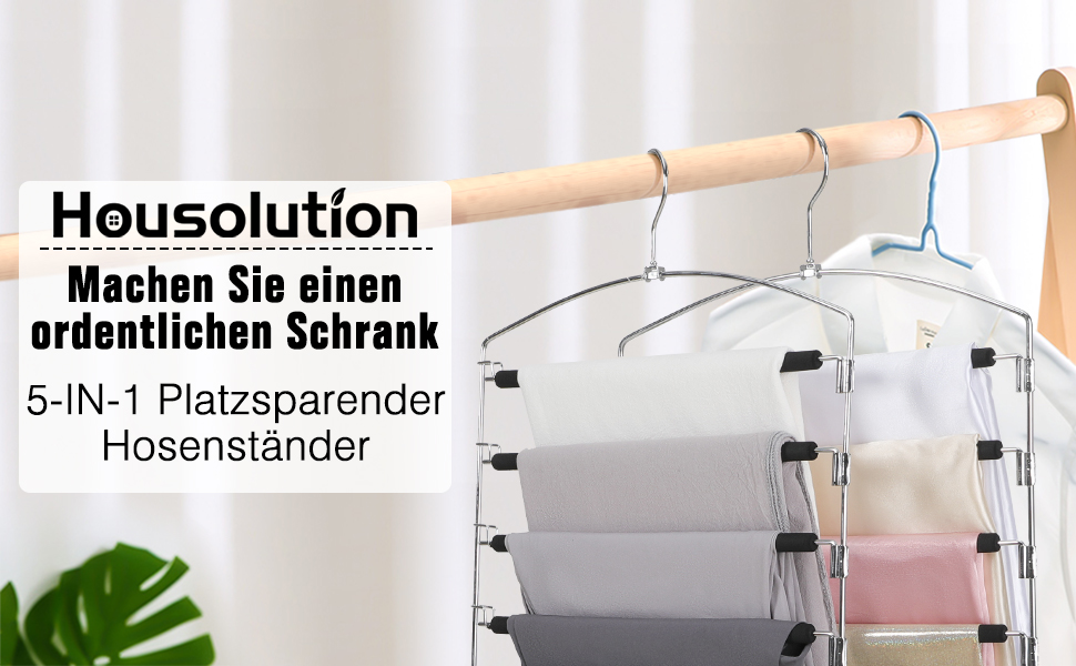 Housolution Плечики для штанів металеві, 35 см, 4 шт., чорні, з антиковзким покриттям для одягу, шарфів, краваток