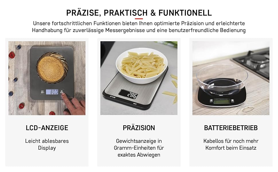 Кухонні ваги EMOS EV026 з нержавіючої сталі - 10 кг, точність 1 г, функція TARA, LCD-дисплей, g/kg/ml/oz/lb/tl, з батарейками