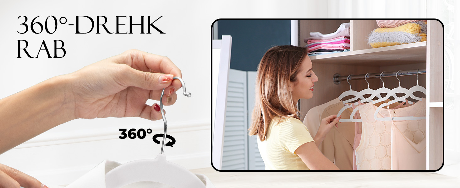 Набір вешалок для одягу HOUSE DAY, 50 шт., велюрова поверхня, нековзкі, обертовий гачок 360°, для сорочок, костюмів, пальто, светрів, штанів, білий