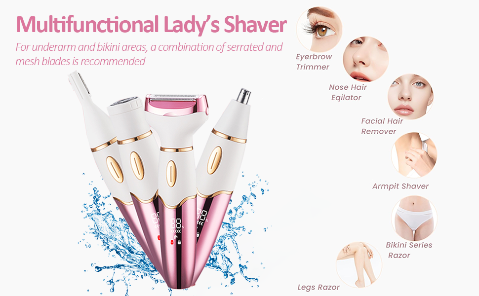 Електричний жіночий набір для гоління 4-в-1: гоління тіла, бікіні, ніг та обличчя, USB-зарядка