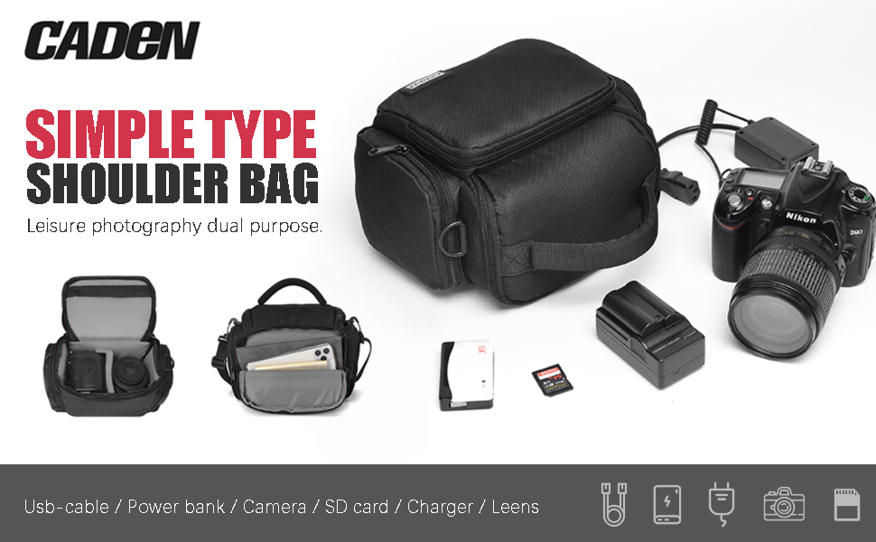 Сумка для камери CADeN, водонепроникна, для Canon, Nikon, Sony (чорна, S)