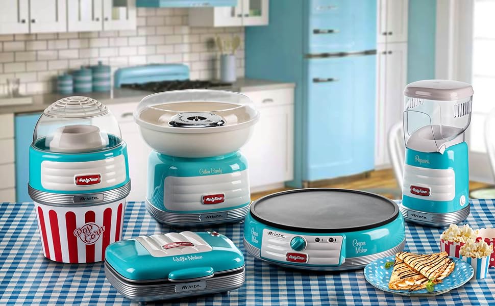 Ariete Party Time 700W Electric Waffle Maker - Non-Stick, Blue
