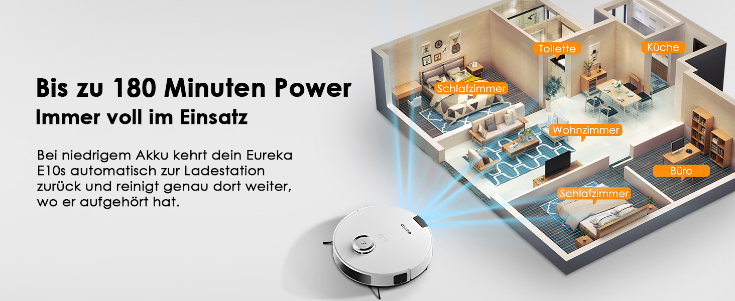 Робот-пилосос EUREKA E10s 2.Gen з вологою тканиною + станція самоочищення (4000Pa, автовизначення килима, підйом мопа, LiDAR-навігація, для видалення шерсті тварин, керування через додаток/голос) (білий)