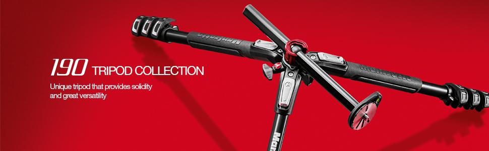 Штатив Manfrotto MT190XPRO4 з кутовою центральною колоною - 4-секційний штатив для DSLR та бездзеркальних камер, чорний/антрацитовий алюміній