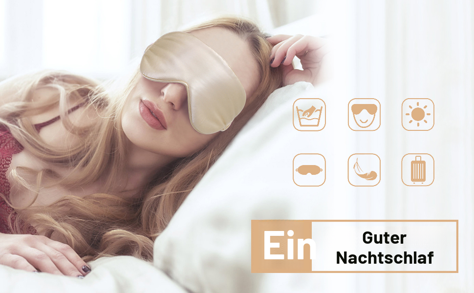 Шовкова маска для сну Townssilk, 100% шовк, регульовані стрічки, комфортна, м'яка, Goldenstar, 1 шт.