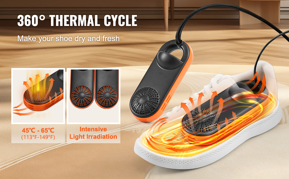 Сушарка для взуття VEVOR з 4 трубками та таймером, 200 Вт, сушарка для чобіт та взуття з тепловим обдувом
