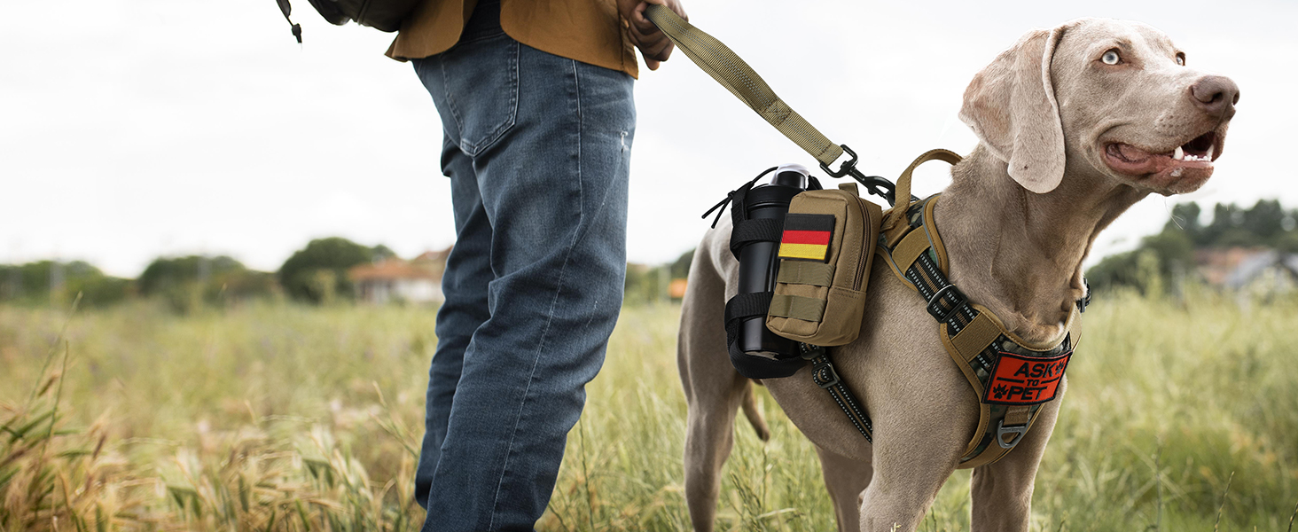 Нагрудник для собак Rabbitgoo середнього розміру, анти-тяга, регульований, з ручками, міцний, тактичний, з металевими пряжками, камуфляжний, коричневий (M, 1 шт.)