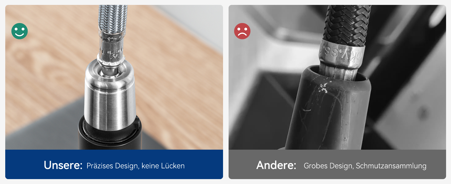 Змішувач кухонний CECIPA висувний з душем, нержавіюча сталь, 2 режими, 360° оберт, матовий чорний