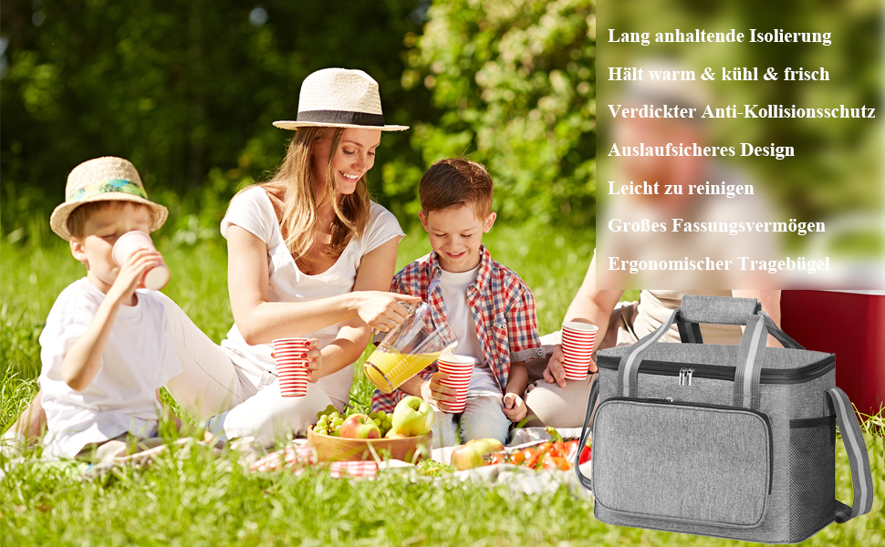 Термосумка-холодильник 15L для пікніка, кемпінгу, авто, офісу: сіра, водонепроникна, для їжі