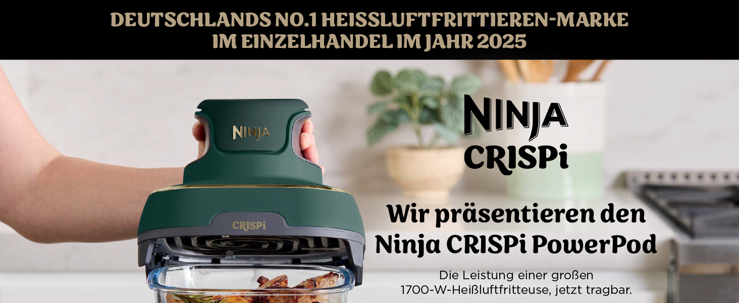 Портативна аерофритюрниця Ninja CRISPi 4-в-1, 3.8 л, 1700 Вт, зелена