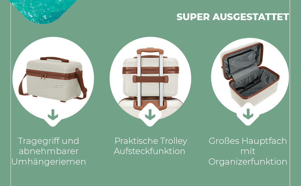 Чохол-валіза Travelite Bali 67 см, середній, 65 літрів, зелений: ABS, TSA-замок, Beauty Case