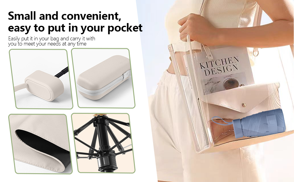 Компактний дощовий парасолька, захист від УФ-променів, вітростійкий, з капсульною ручкою, портативний, для чоловіків та жінок, бежевий