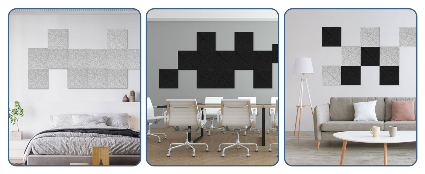 Акустичні гексагональні панелі Fiqops самоклеючі, звукопоглинаючі шестикутні плити для стін (чорні, 30x26x0.9 см), 18 шт — для студії та дому