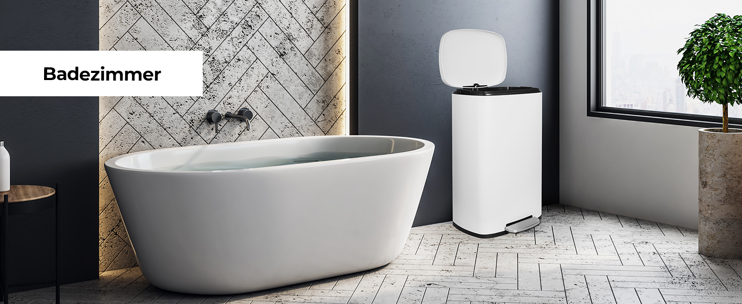 Відро для сміття LIFERUN 30л з кришкою, з м'яким закриттям, сталеве, з внутрішнім відром, для кухні, ванної кімнати, офісу