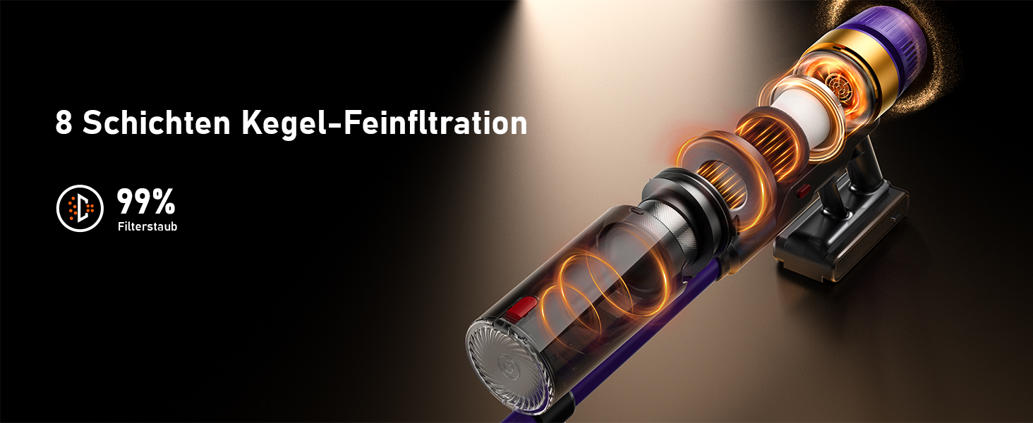 Бездротовий акумуляторний пилосос, 50000 Па, 580 Вт, 70 хв, 1.8 л, з дисплеєм, самостійна парковка, док-станція на стіні, антизаплутана щітка, 8-рівнева фільтрація, для шерсті тварин/килимів/твердих поверхонь/автомобіля