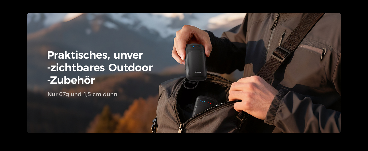 Електричний грієчка OCOOPA DuoHeat: 8 годин роботи, 67г, для кемпінгу, полювання, подарунок чоловікам