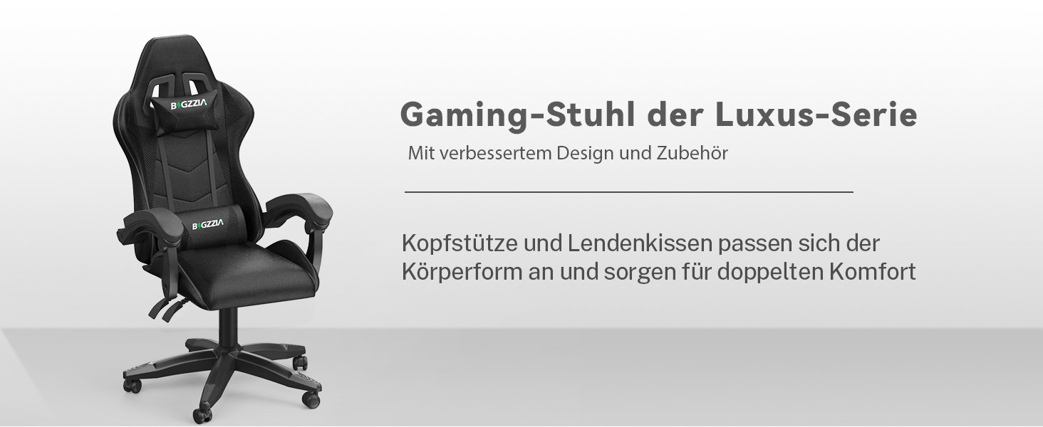 Геймерське крісло Racingreat Ergonomic: PC крісло для геймерів та офісу з регульованим кутом нахилу, PU шкіра, подушка під голову. Чорне.
