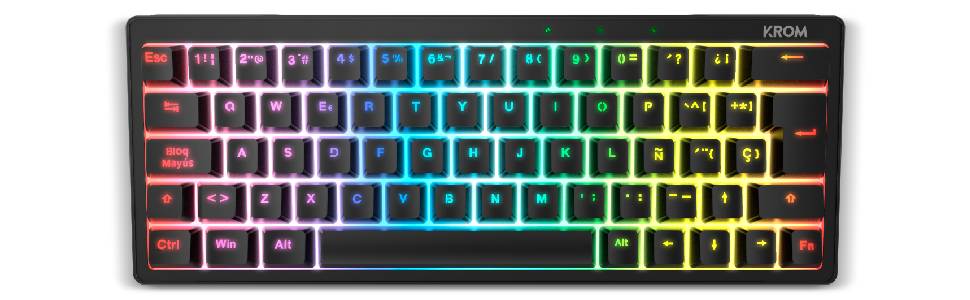KROM Kabala – Бездротовий ігровий набір: клавіатура RGB з мембранними клавішами, миша з DPI 800-4800, іспанська розкладка, сумісний з PC, чорний (класичний)