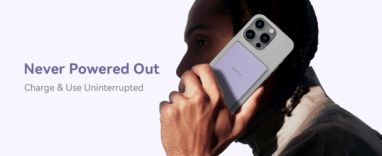 PowerBank Kuulaa Ultra Slim 5000 mAh з MagSafe, Type-C 20W, Швидка зарядка, 7.2 мм, для iPhone 16/15/14/13/12 (фіолетовий)