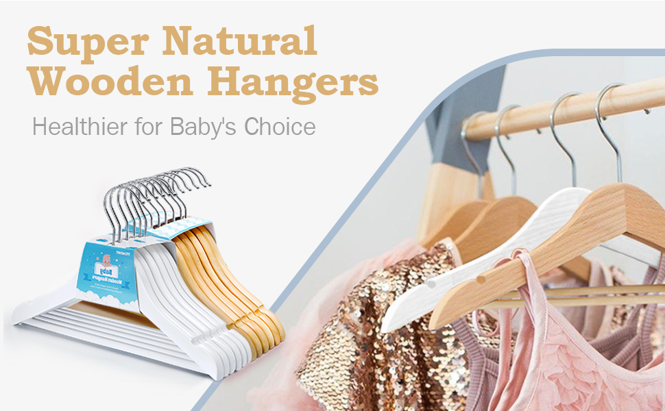 Дерев'яні вішалки для дитячого одягу Homewit, 24 шт. з вирізами для спідниць та штанів, 360° обертання, для дівчаток та хлопчиків, білі, 30 см