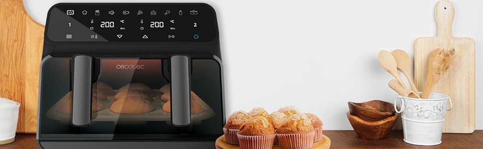 Фритюрниця Cecotec Cecofry Advance 9000 Window 9л, 2200 Вт, подвійна зона, з оглядовим вікном, чорна