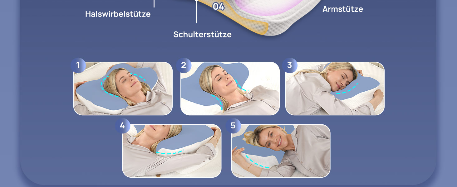 Подушка ортопедична Mulisoft Memory Foam для сну на боці, спині та животі, сіра, розмір М