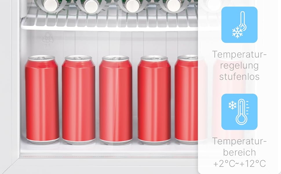 Холодильник для напоїв Bomann® KSG 7289 з скляними дверцятами, 245 л, 5 полиць, автоматична розморожування, регулювання температури, білий (Модель 2024)