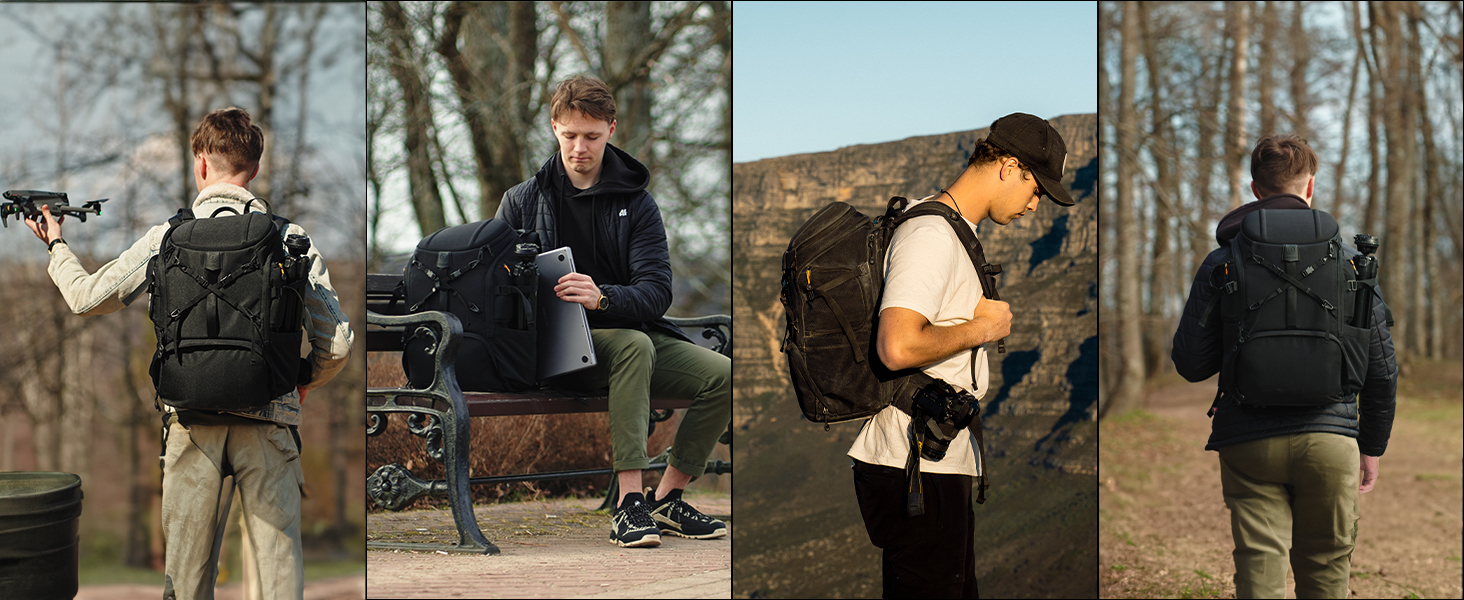 Рюкзак для камери Tarion HX-XL, 2-в-1, чорний, водонепроникний, з відділенням для ноутбука 15.6 дюймів