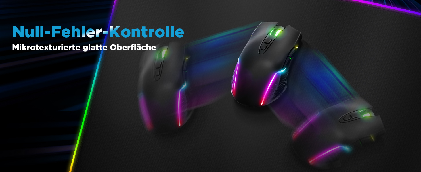 Килимок для миші ігровий Gimars RGB XXL, 800x300x5 мм, з підсвічуванням 12 LED, вологостійкий, з гумовою основою, чорний