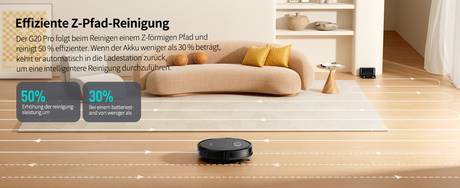 Робот-пилосос HONITURE G20 Pro з функцією миття, 4500Pa, керування через додаток, 180 хв роботи, для шерсті тварин, килимів та твердих підлог (Чорний, XL)