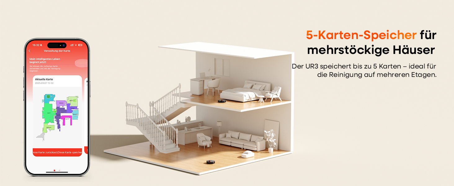 Робот-пилосос з функцією миття 7000Pa, з базою самостійної очистки 3.5L, час роботи 180 хв, LiDAR навігація, для прибирання шерсті тварин, килимів та твердих підлог, керування через додаток, чорний