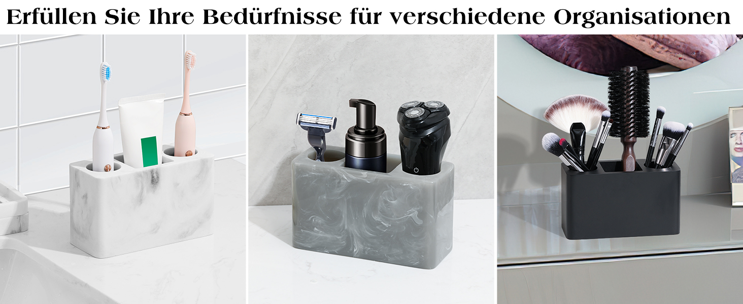 Тримач для зубних щіток Luxspire з 3 відсіками, для електричних щіток, органайзер для зубної пасти та ручок, білий