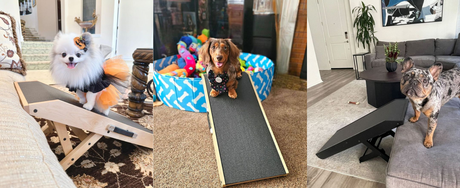 Рампа для собак Hunderampe: регульована, 18-53 см, для ліжка/дивану, з антиковзким покриттям, з натурального дерева (бірча)