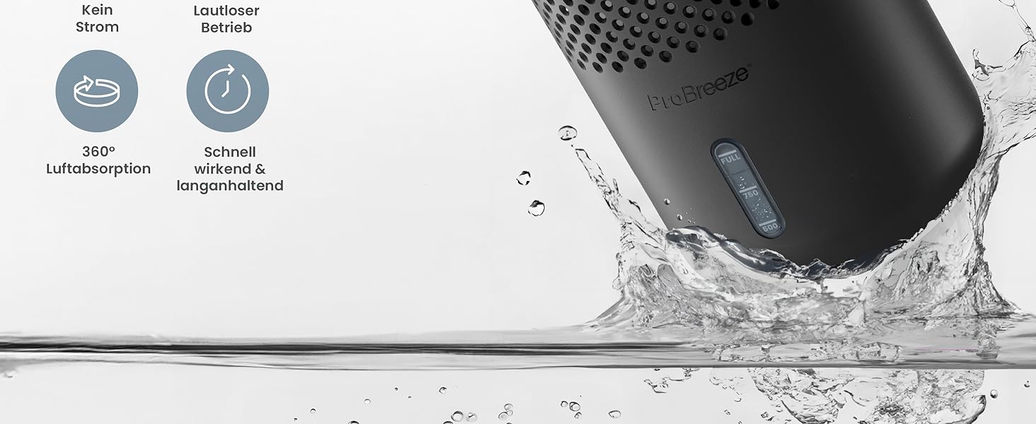 Зволожувач повітря Pro Breeze Osmo – тихий, з можливістю поповнення – для дому, спальні, шафи, авто – міні-зволожувач без живлення – таблетка 700g (до 100 днів) чорний