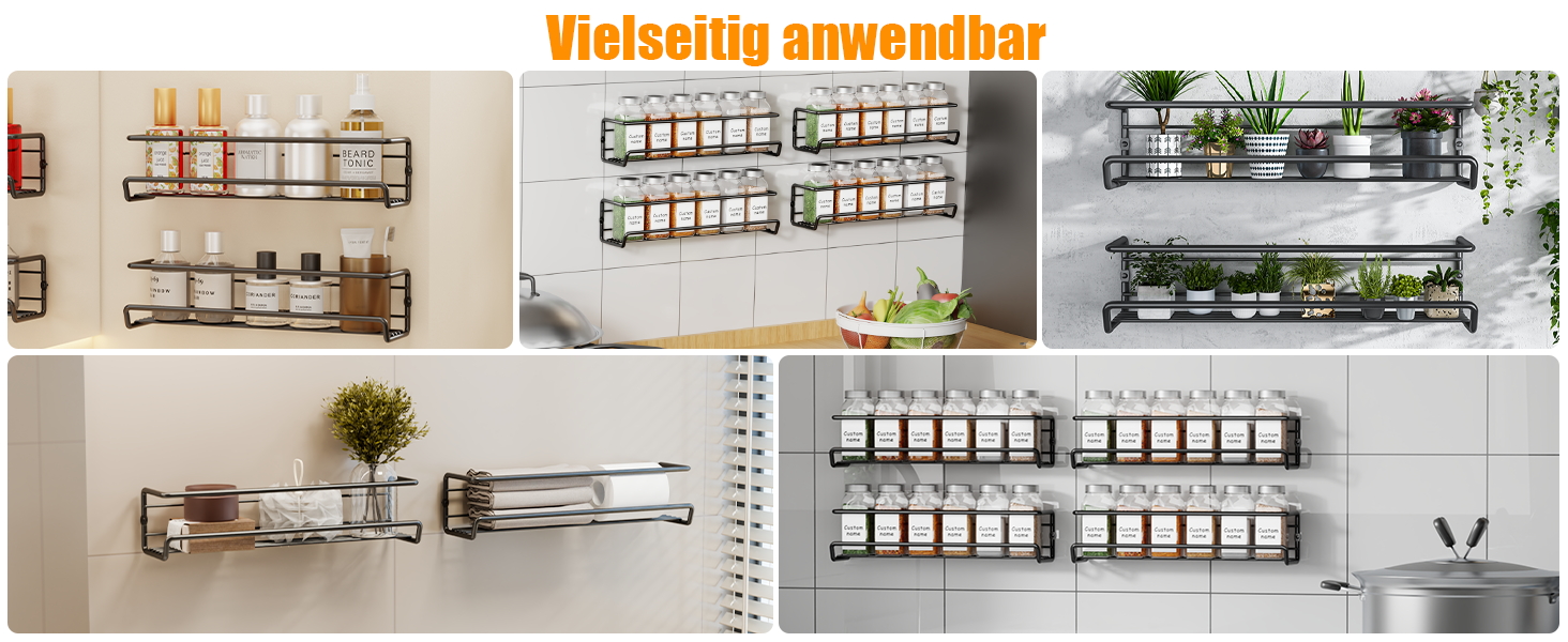 Спеція органайзер з 24 скляними баночками та етикетками, без свердління, настінний, підходить для стін та шаф, комплект з 4 шт.