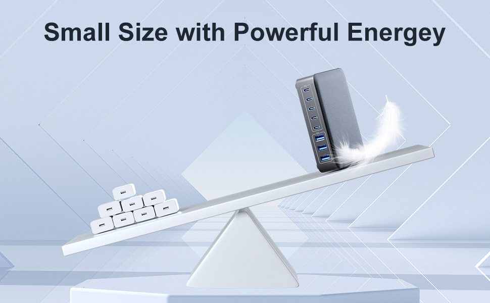 Зарядний пристрій USB-C 8-в-1, 300W, GaN адаптер для MacBook, iPhone, iPad, Samsung, ноутбуків – швидка зарядка PD