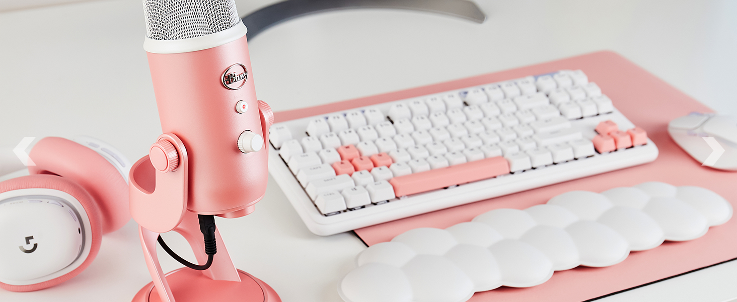 Мікрофон Logitech G Blue Yeti USB для стрімінгу, подкастів та запису (білий) - Преміум якість, Blue VO!CE