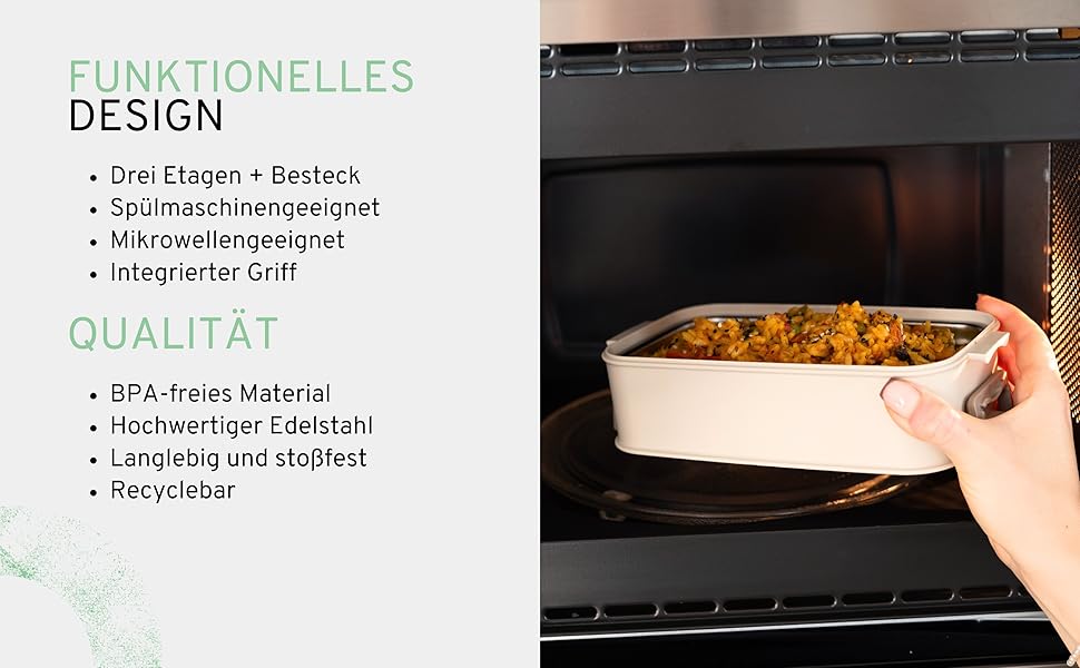 Бенто-ланчбокс 'Robin' 2700мл, 3 секції з приборами та відсіками, преміум нержавіюча сталь, BPA-free, велика ланчбокс для дорослих, Meal Prep, витокозахисний, підходить для мікрохвильової печі