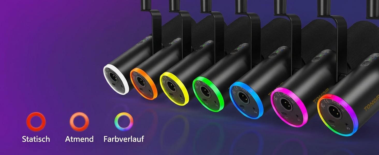 Професійний геймерський мікрофон TONOR TD510 AIR S+H XLR/USB з шумозаглушенням AI, RGB підсвічуванням, Tap-Mute, чорний
