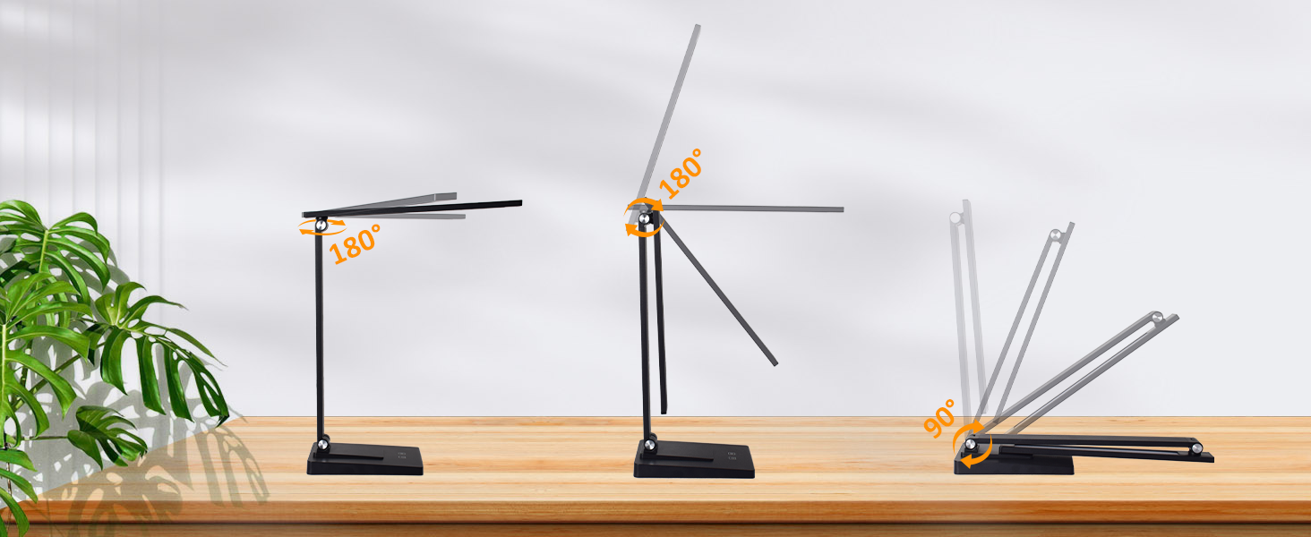 LED лампа настільна Eraylife: бездротова, 800LM, 2600mAh, 5 кольорів, 5 рівнів яскравості, диммування, для дітей, офісу, з USB, чорна