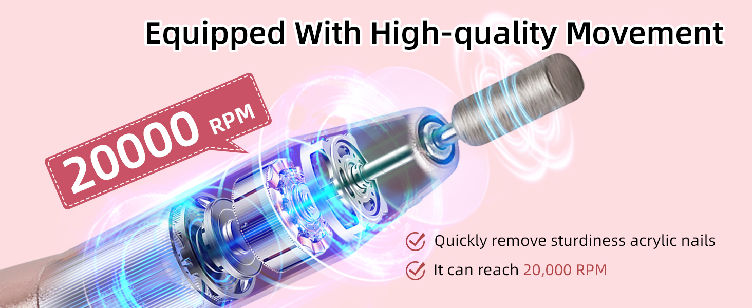 Електрична фрезер для нігтів JODSONE 6 в 1 – бездротова, 20000 об/хв, USB-зарядка, для гель-лаку, манікюрний набір з регулюванням швидкості