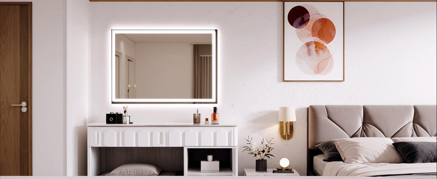 Дзеркало для ванної кімнати Clevich з підсвічуванням 70x50 см, LED, 3 кольори світла, диммування, загартоване скло, захист від вибуху, сенсорне управління, пам'ять, антизапар, 70L x 50B см