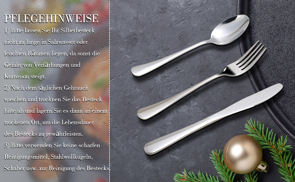 Набір столових приборів KitchenBoss на 6 осіб (30 предметів), нержавіюча сталь, придатний для миття в посудомийній машині, сріблястий