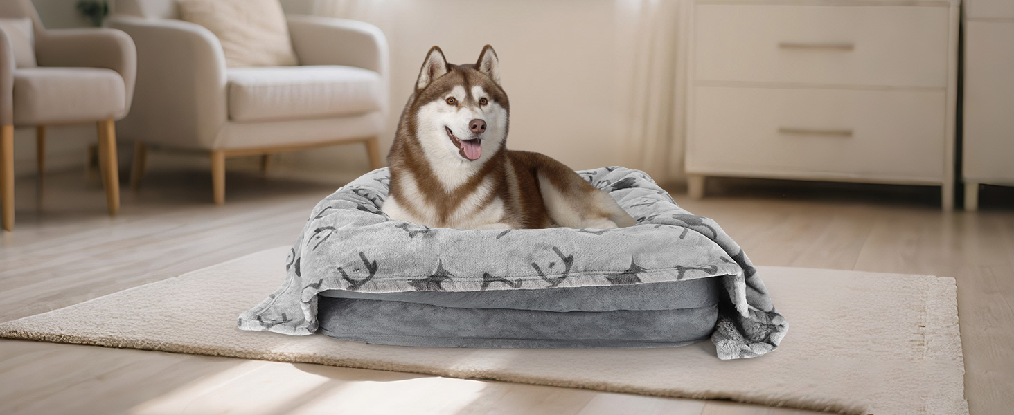 Водонепроникний плед для собак Nobleza XXL (203 x 152 см), м'який та пухнастий, для собак та котів, можна прати в машині, двосторонній чохол для дивану, сірий