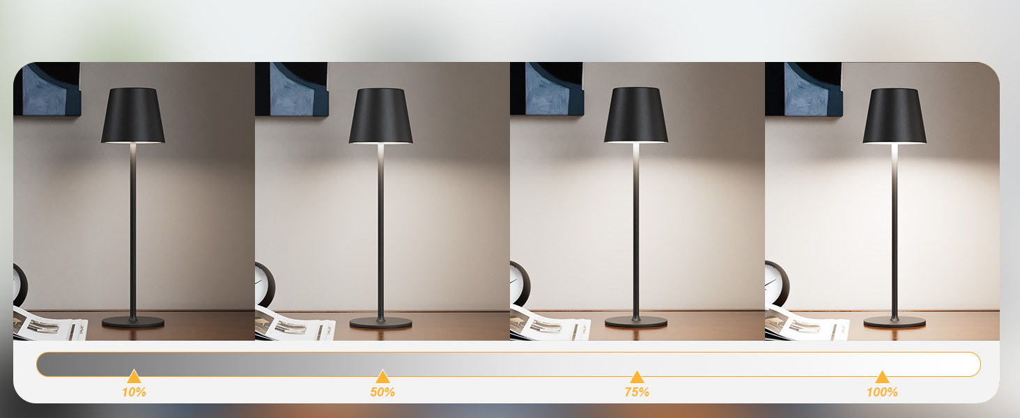 Набір з 2 бездротових настільних світильників LED з акумулятором, сенсорне регулювання яскравості, 3 режими кольору, USB-C зарядка для спальні, столу, кемпінгу (Чорний)